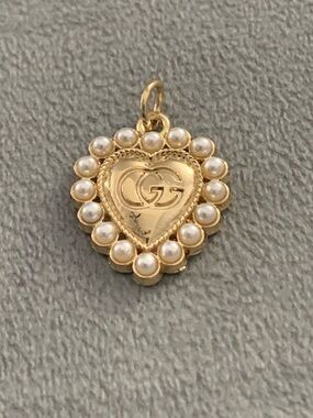 Upcycled Gold Heart Pendant with Pearl Halo